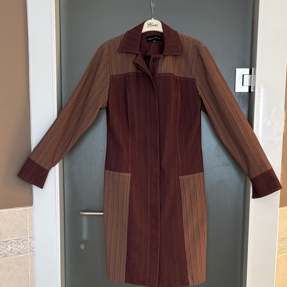 Elegant Striped Brown Pantsuit